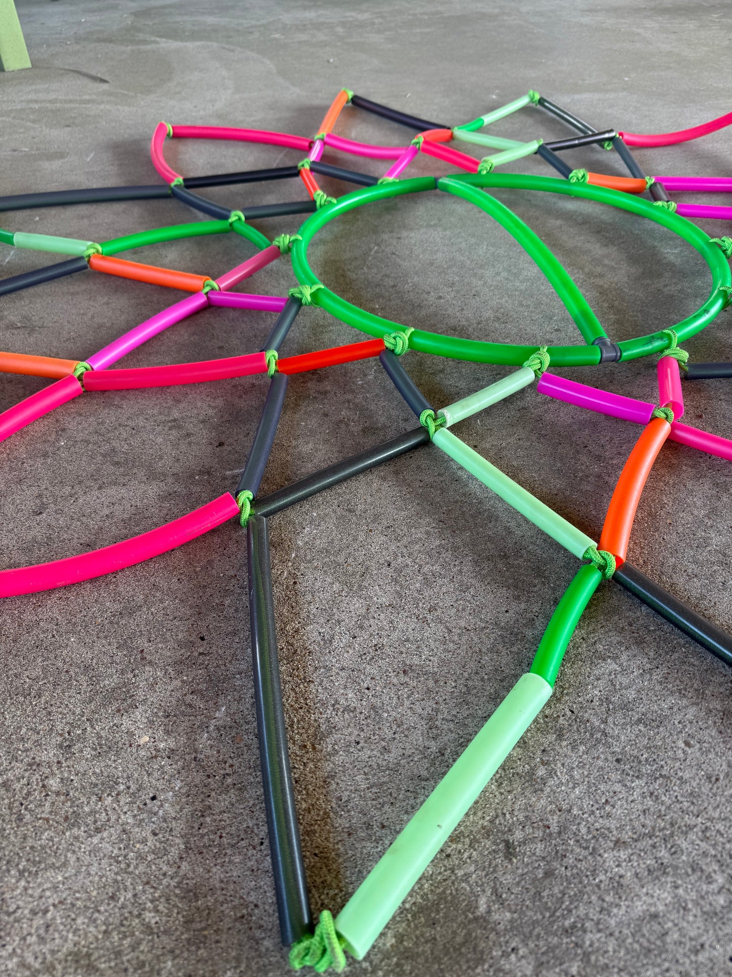 Watermelon Sunwheel UV beaded with static rope
