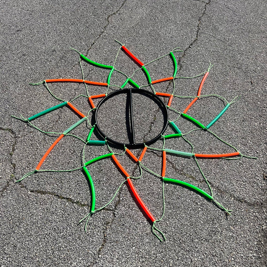 Orange and Green Partially Beaded Sun Wheel