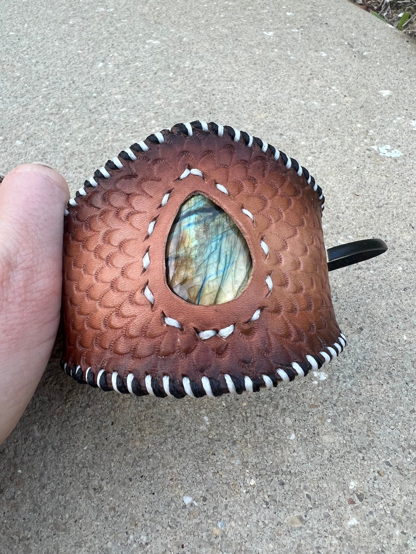 Leather Stone Bracelet